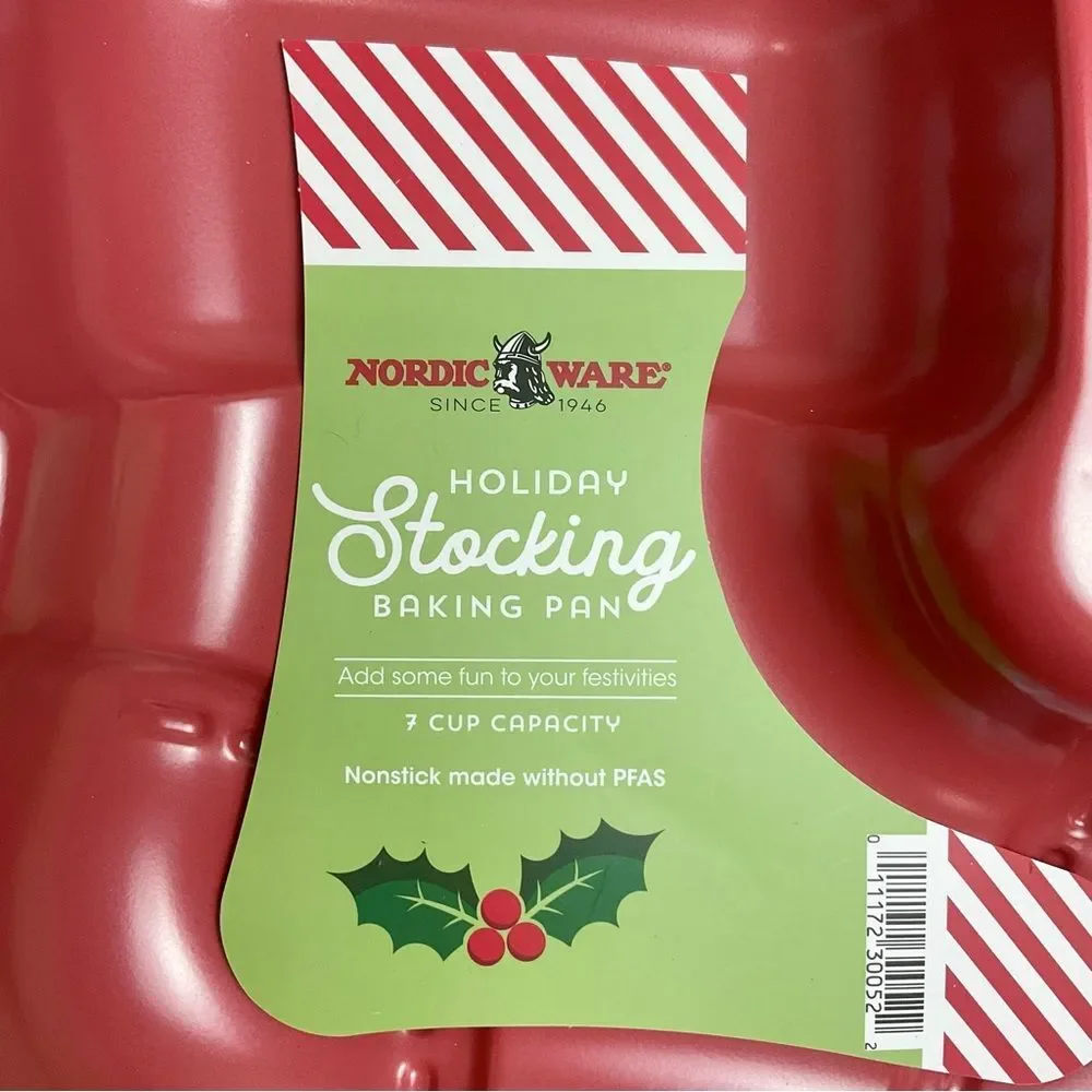 Nordicware Stocking Cake Pan New Red Holiday Christmas Baking Steel Nonstick